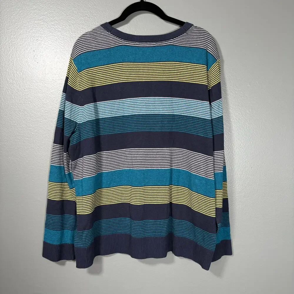 CJ Banks NWT Blue Striped Preppy Academia Cardigan Sweater - 1X - Women's Plus